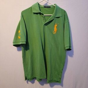 Vintage Ralph Lauren Polo Shirt XXL Custom Slim Green Big Pony Mens Rugby